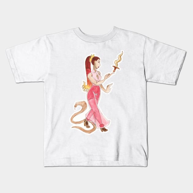 Fire Witch Kids T-Shirt by tonguetiedartist